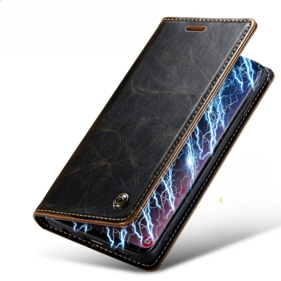 CASEME flipové pouzdro pro Samsung Galaxy S10+ Plus, Waxy Textured, káva