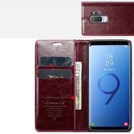 CASEME flipové pouzdro pro Samsung Galaxy S9+ Plus, Waxy Textured, červené