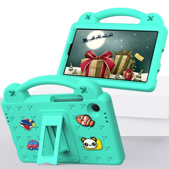 Dětské pouzdro pro Samsung Galaxy Tab A9, Cute Patterns, se stojánkem, zelené