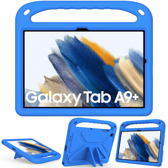 Dětské pouzdro pro Samsung Galaxy Tab A9+, dětské pouzdro s rukojetí, modré