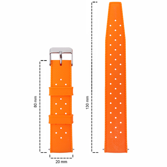 ERBORD Univerzální silikonový řemínek 20mm, Tropic, oranžový / stříbrná spona