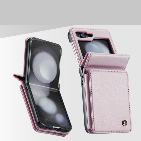 Flipové pouzdro CASEME pro Samsung Galaxy Z Flip5 5G, Litchi Wallet, růžové