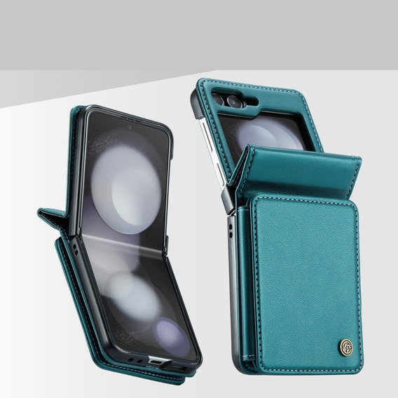 Flipové pouzdro CASEME pro Samsung Galaxy Z Flip5 5G, Litchi Wallet, zelené