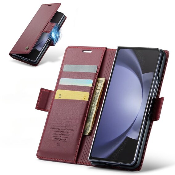 Flipové pouzdro CASEME pro Samsung Galaxy Z Fold6 5G, Litchi Wallet, červené