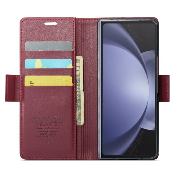 Flipové pouzdro CASEME pro Samsung Galaxy Z Fold6 5G, Litchi Wallet, červené