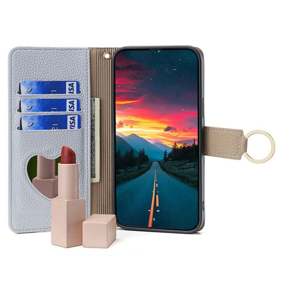 Flipové pouzdro Wallet Zipper Pocket pro Motorola Moto G24 / G24 Power / G04, Wallet Zipper Pocket, se zrcátkem, modré