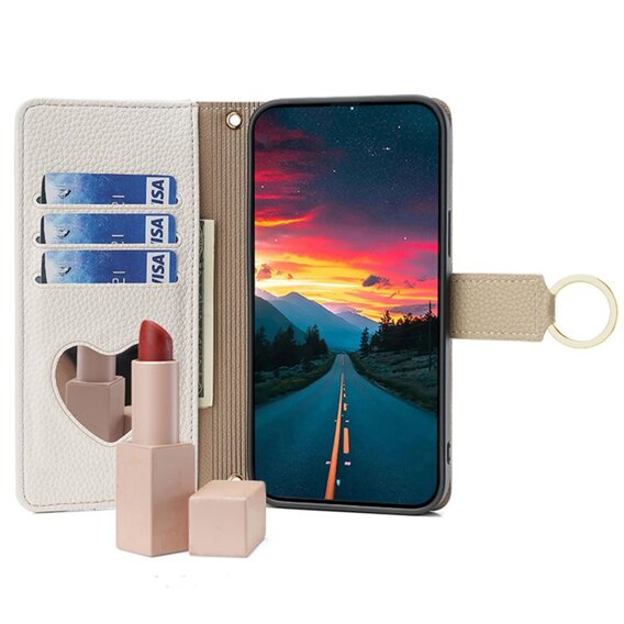 Flipové pouzdro Wallet Zipper Pocket pro Motorola Moto G54 5G, Wallet Zipper Pocket, se zrcátkem, bílé