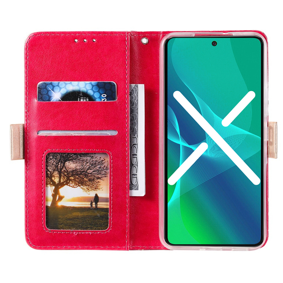 Flipové pouzdro pro Huawei P30 Lite, Wallet Pocket Zipper Lace, růžové