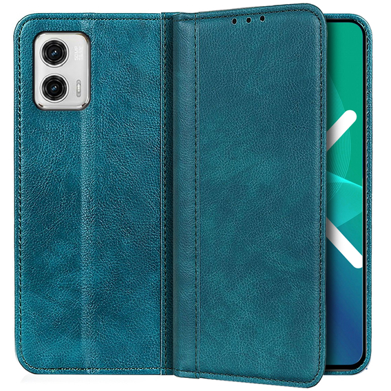 Flipové pouzdro pro Motorola Moto G73 5G, Split Leather, tyrkysové