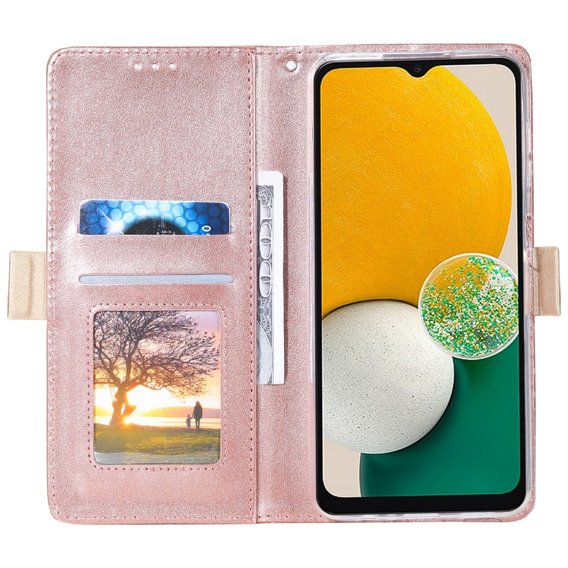 Flipové pouzdro pro Samsung Galaxy A54 5G, Wallet Pocket Zipper Lace, růžové