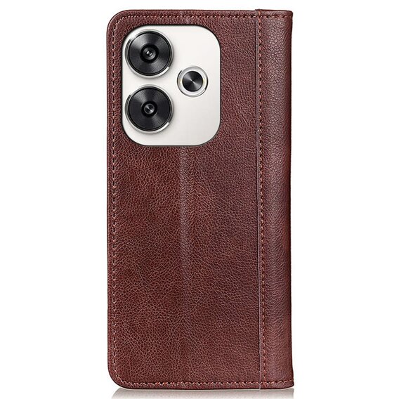 Flipové pouzdro pro Xiaomi Poco F6, Split Leather, hnědé