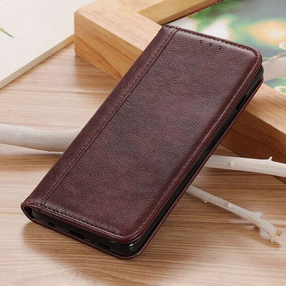 Flipové pouzdro pro Xiaomi Poco F6, Split Leather, hnědé