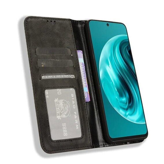 Klopové pouzdro pro Huawei Nova 12i, Crazy Horse Wallet, černé