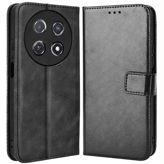 Klopové pouzdro pro Huawei Nova 12i, Crazy Horse Wallet, černé