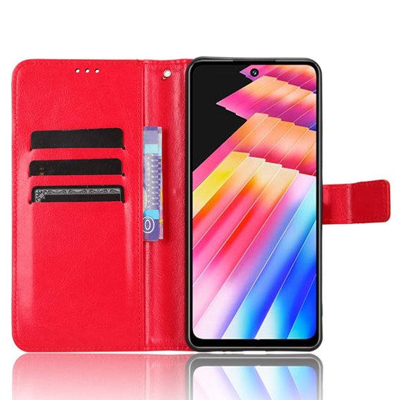 Klopové pouzdro pro Infinix Hot 30i, Crazy Horse Wallet, červené