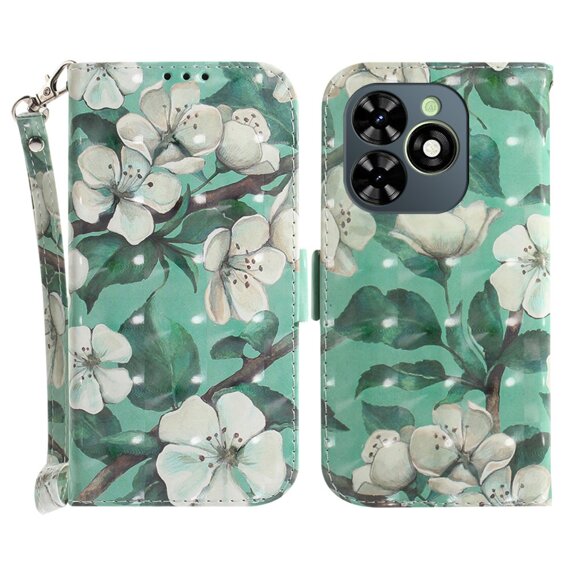 Klopové pouzdro pro Infinix Hot 40i, Wallet, Flowers bílé