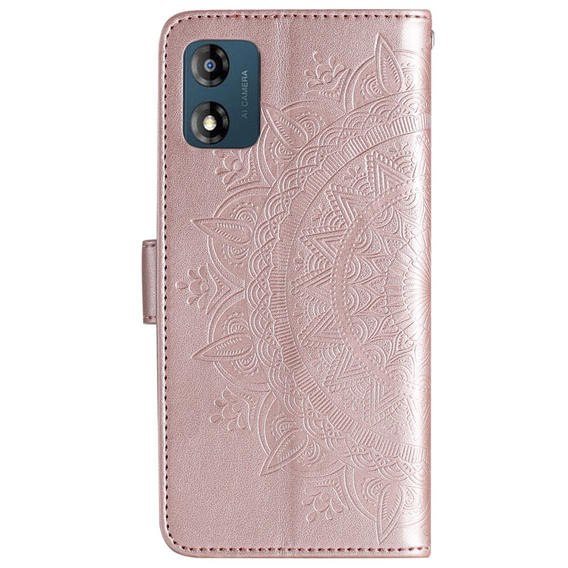 Klopové pouzdro pro Motorola Moto E13, Mandala Flower, růžové rose gold