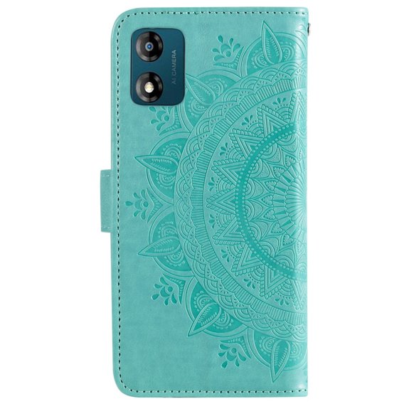 Klopové pouzdro pro Motorola Moto E13, Mandala Flower, zelené