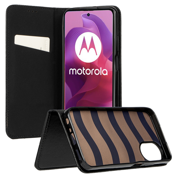 Klopové pouzdro pro Motorola Moto G04 / G24 / G24 Power, Smart Magnetic, černé + 9H sklo 