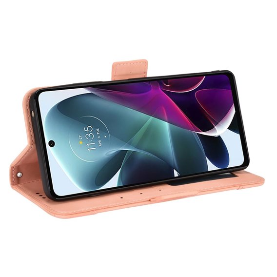 Klopové pouzdro pro Motorola Moto G200 5G/Edge S30, Card Slot, růžové