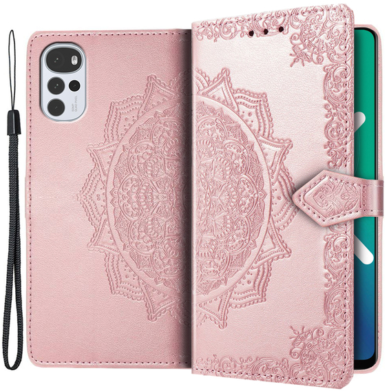 Klopové pouzdro pro Motorola Moto G22, Mandala, růžové rose gold