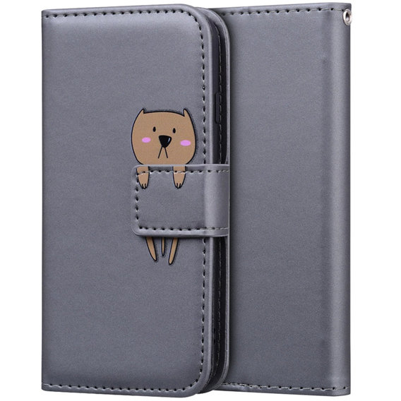 Klopové pouzdro pro Motorola Moto G22, Wallet Bear, šedé