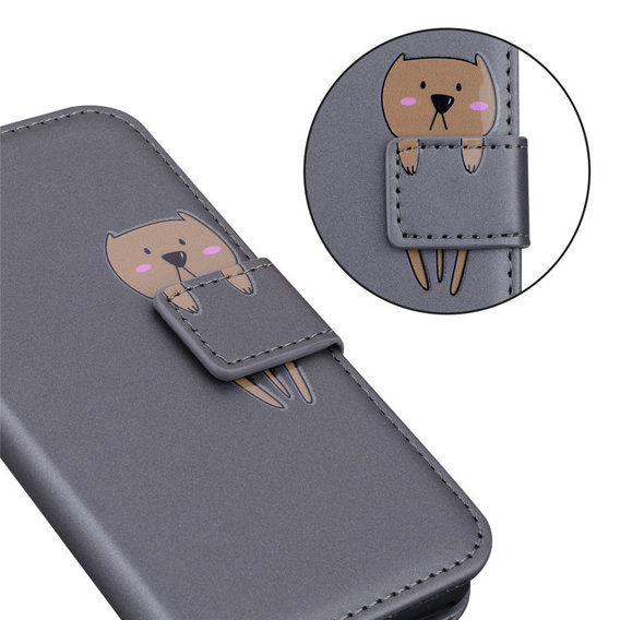 Klopové pouzdro pro Motorola Moto G22, Wallet Bear, šedé