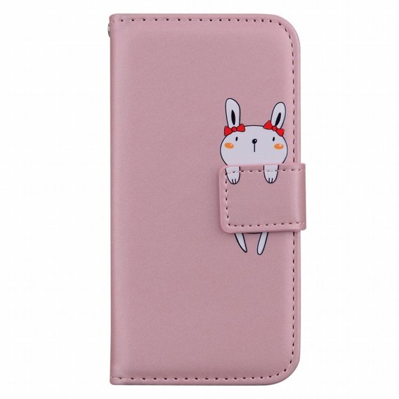 Klopové pouzdro pro Motorola Moto G22, Wallet Bunny, růžové