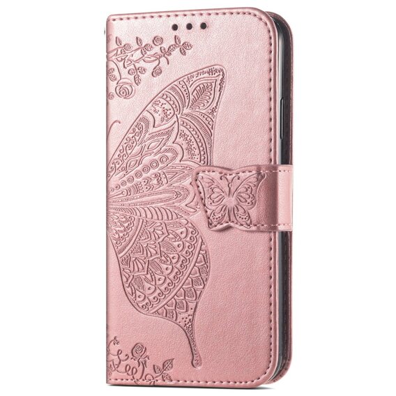 Klopové pouzdro pro Motorola Moto G24 / G24 Power / G04, Butterfly, růžové rose gold