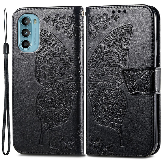 Klopové pouzdro pro Motorola Moto G52 / G82 5G, Butterfly, černé