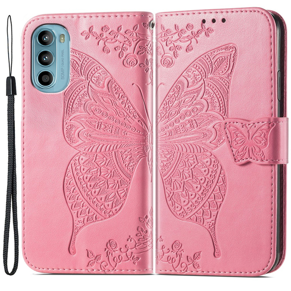 Klopové pouzdro pro Motorola Moto G52 / G82 5G, Butterfly, růžové