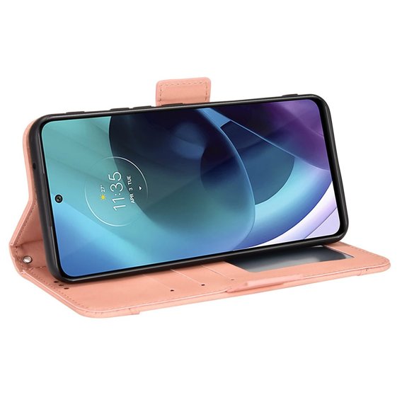 Klopové pouzdro pro Motorola Moto G71 5G, Card Slot, růžové