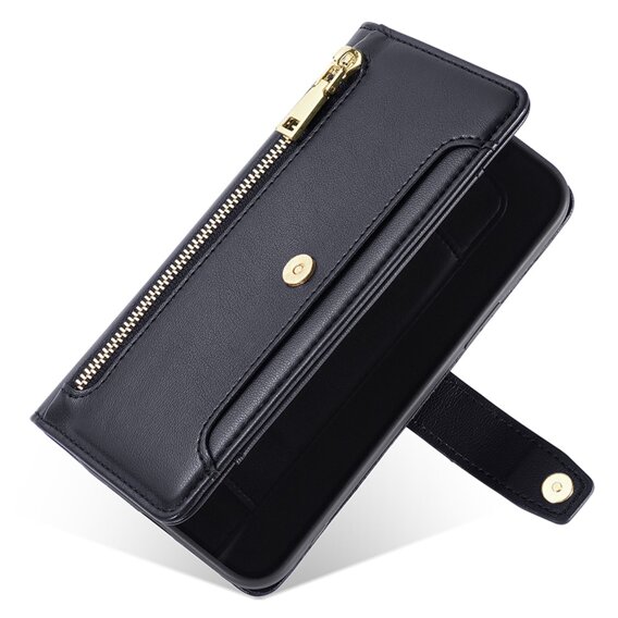 Klopové pouzdro pro Motorola Moto G84 5G, Wallet Zipper Pocket, černé