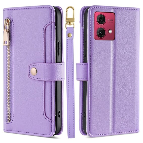 Klopové pouzdro pro Motorola Moto G84 5G, Wallet Zipper Pocket, fialové