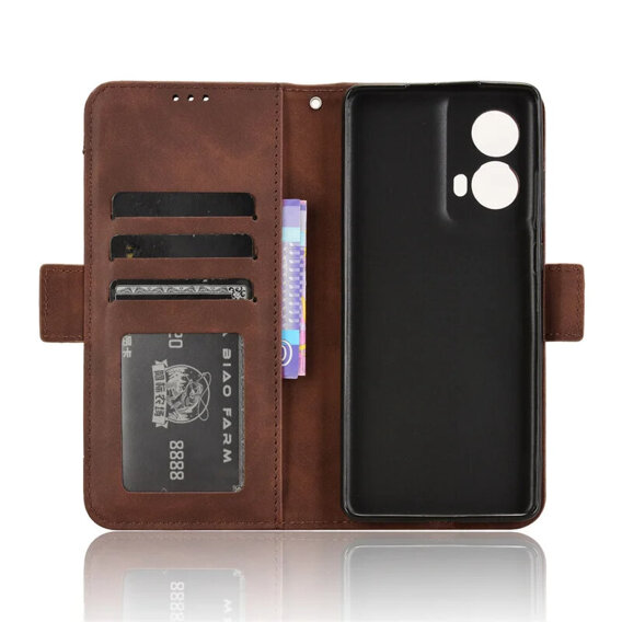 Klopové pouzdro pro Motorola Moto G85, Card Slot, hnědé