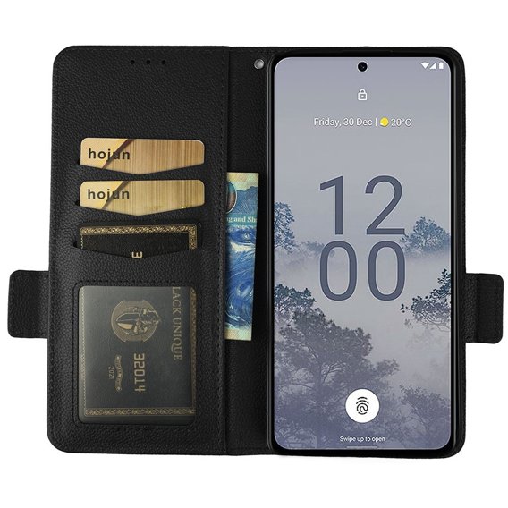 Klopové pouzdro pro Nokia X30 5G, Wallet Litchi Magnet Case, černé