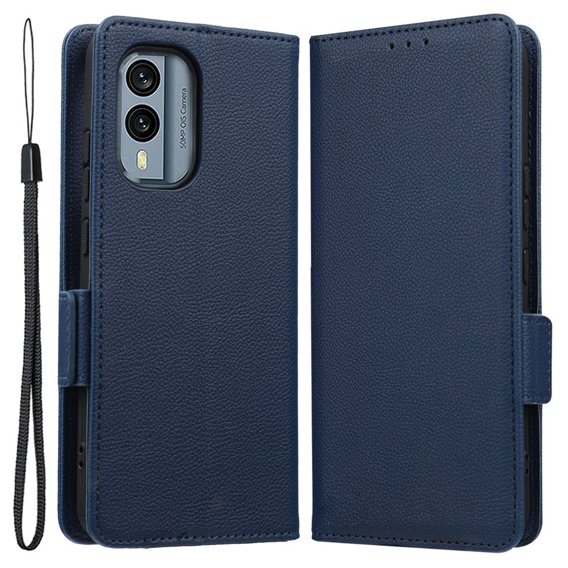 Klopové pouzdro pro Nokia X30 5G, Wallet Litchi Magnet Case, námořnicky modré