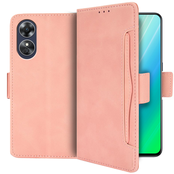 Klopové pouzdro pro Oppo A17, Card Slot, růžové