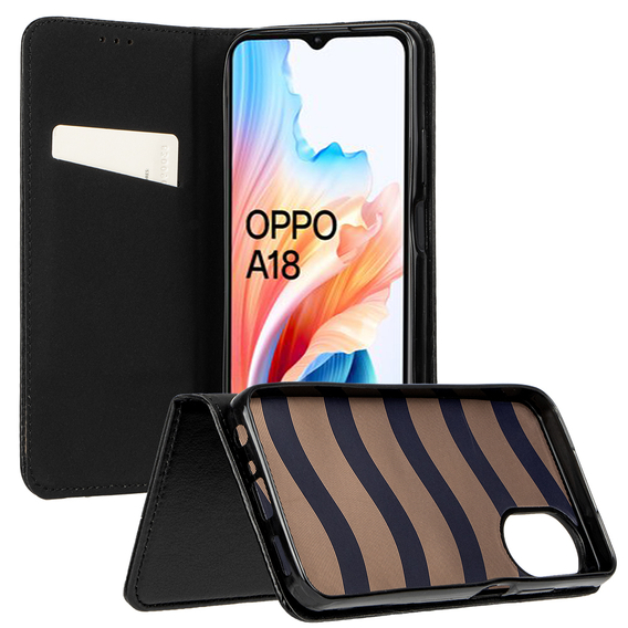 Klopové pouzdro pro Oppo A18 4G / A38 4G, Smart Magnetic, černé + 9H sklo 