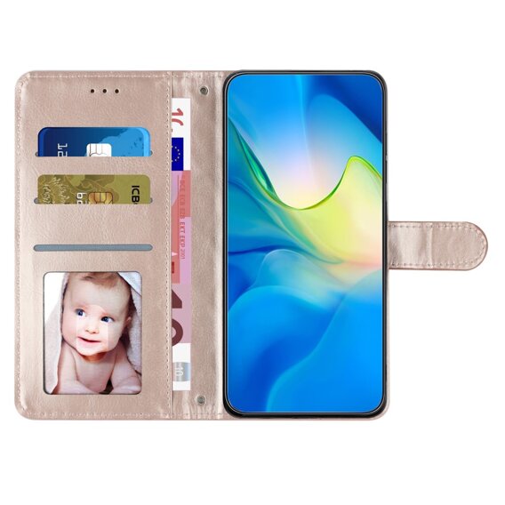 Klopové pouzdro pro Oppo A38 4G / Oppo A18 4G, Wallet, BINFEN COLOR, růžové rose gold