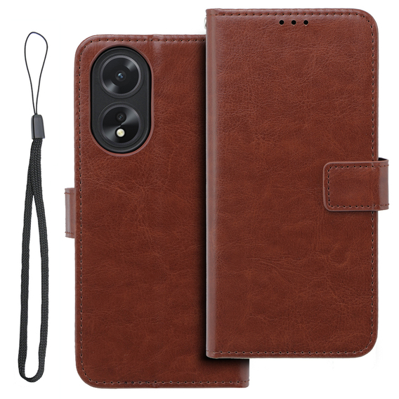 Klopové pouzdro pro Oppo A58 4G, Crazy Horse Wallet, hnědé