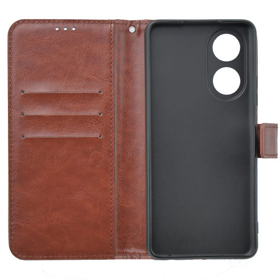 Klopové pouzdro pro Oppo A58 4G, Crazy Horse Wallet, hnědé