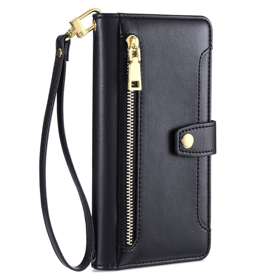 Klopové pouzdro pro Oppo A78 4G, Wallet Zipper Pocket, černé