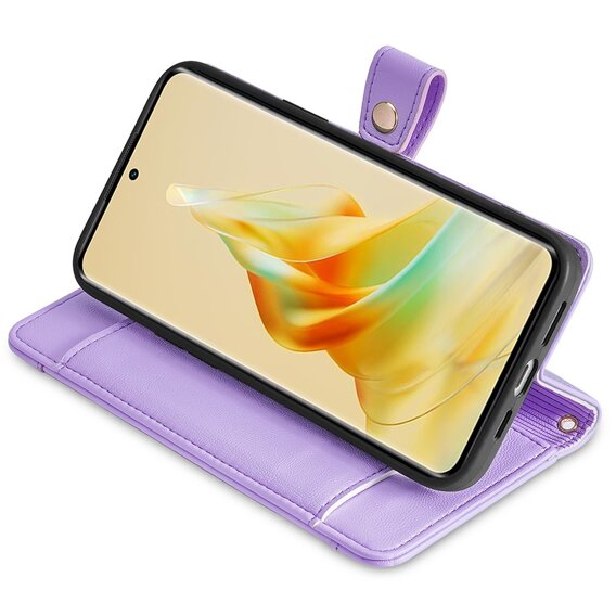 Klopové pouzdro pro Oppo A78 4G, Wallet Zipper Pocket, fialové