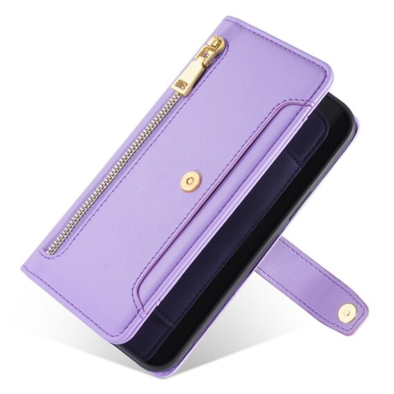 Klopové pouzdro pro Oppo A78 4G, Wallet Zipper Pocket, fialové