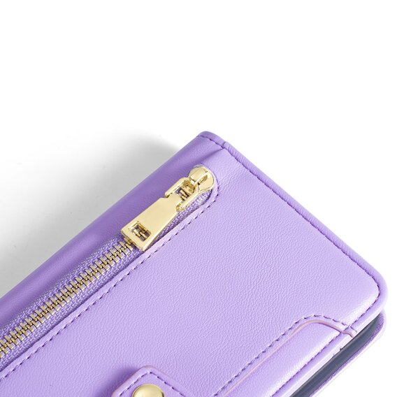 Klopové pouzdro pro Oppo A78 4G, Wallet Zipper Pocket, fialové