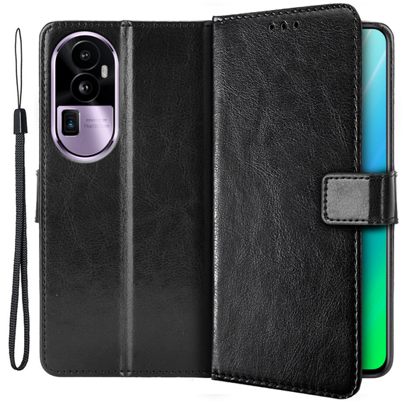 Klopové pouzdro pro Oppo Reno 10 / 10 Pro, Crazy Horse Wallet, černé