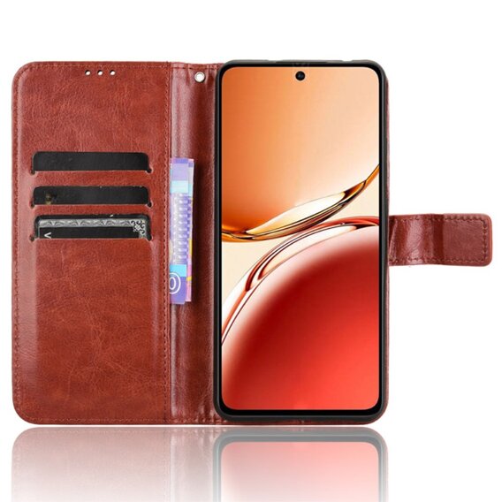 Klopové pouzdro pro Oppo Reno 12FS / 12F, Crazy Horse Wallet, hnědé