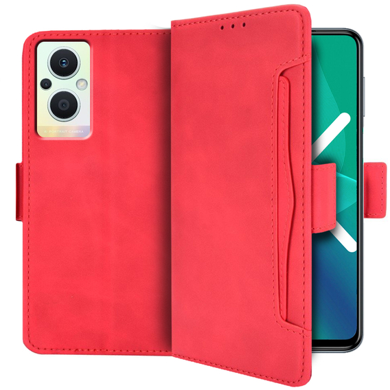 Klopové pouzdro pro Oppo Reno7 Lite 5G, Card Slot, červené