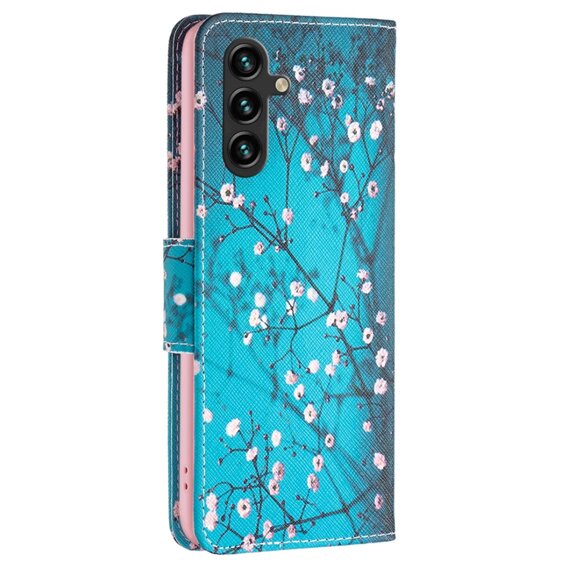 Klopové pouzdro pro Samsung Galaxy A05s, Wallet, Sakura, modré